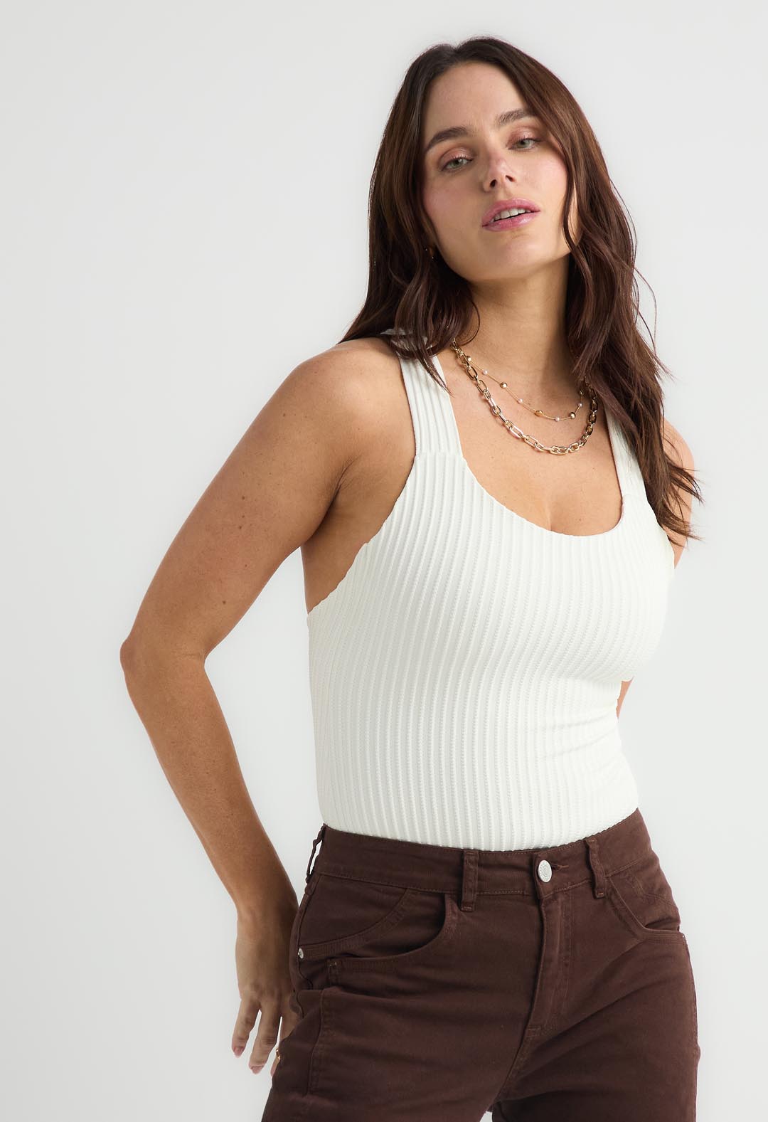 Body marfil con espalda escotada para mujer