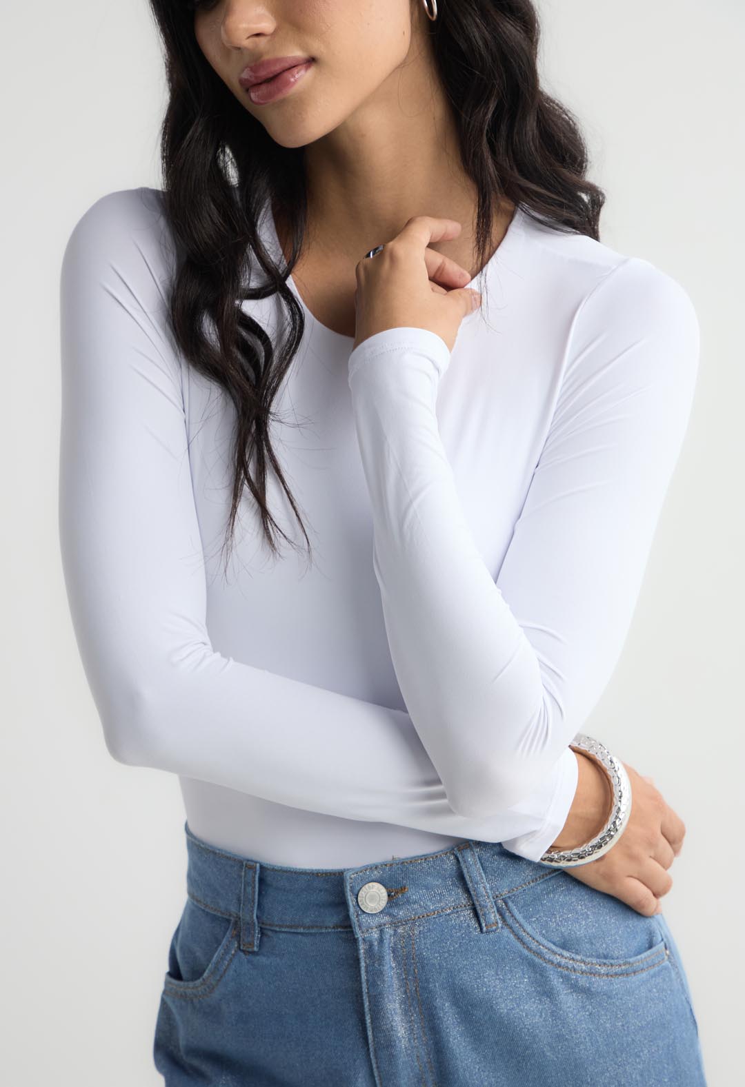 Body blanco silueta ajustada para mujeres
