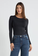 Body negro silueta ajustada para mujeres