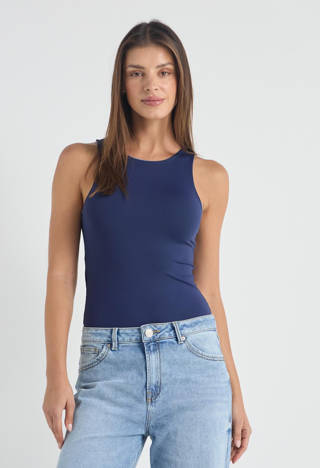 Body azul claro1 doble faz para mujer