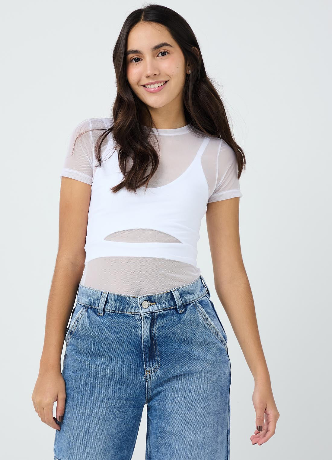Body blanco doble prenda para jóvenes