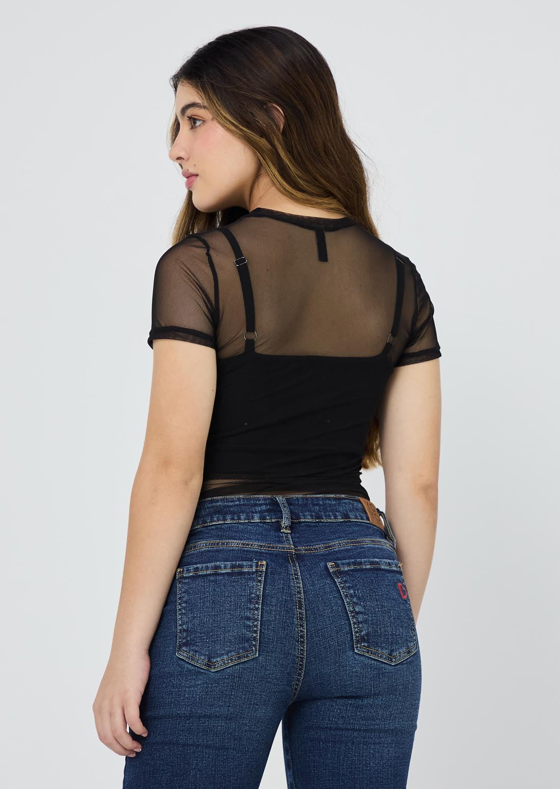 Body negro doble prenda para jóvenes