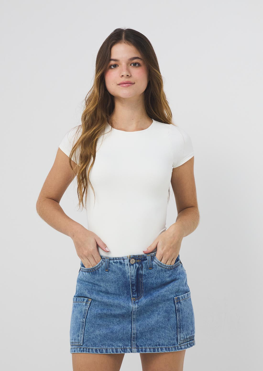 Body marfil manga corta para jóvenes