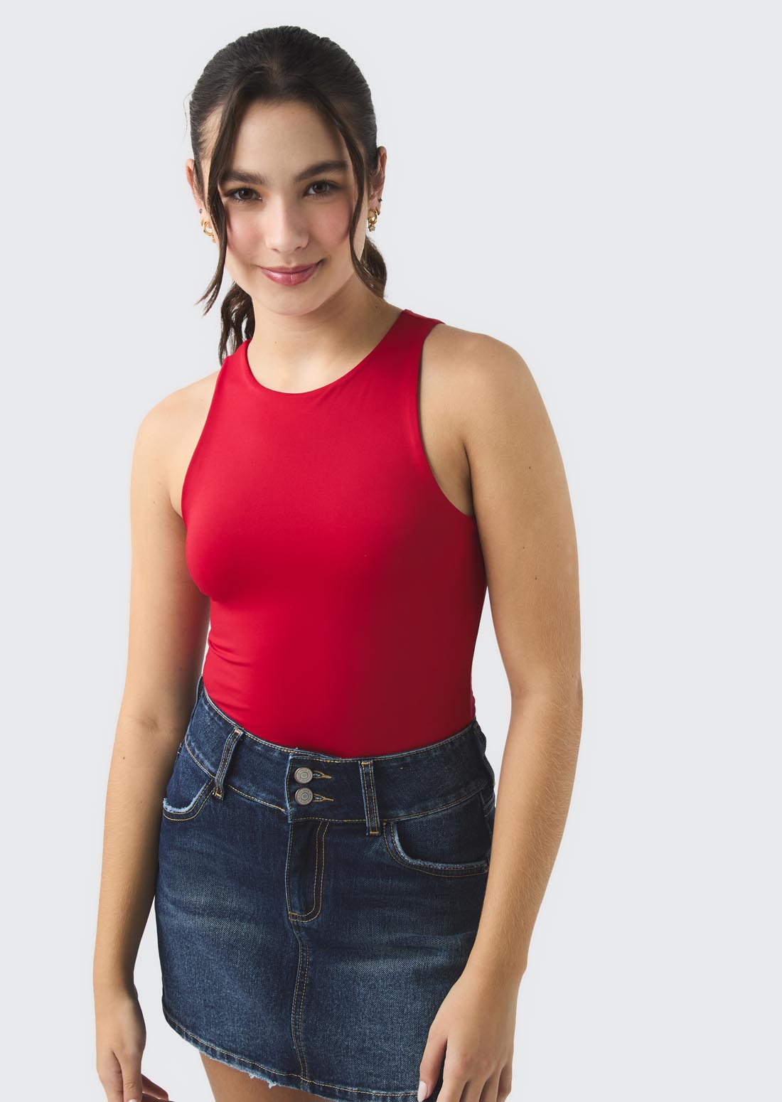 Body rojo fondo entero para jóvenes