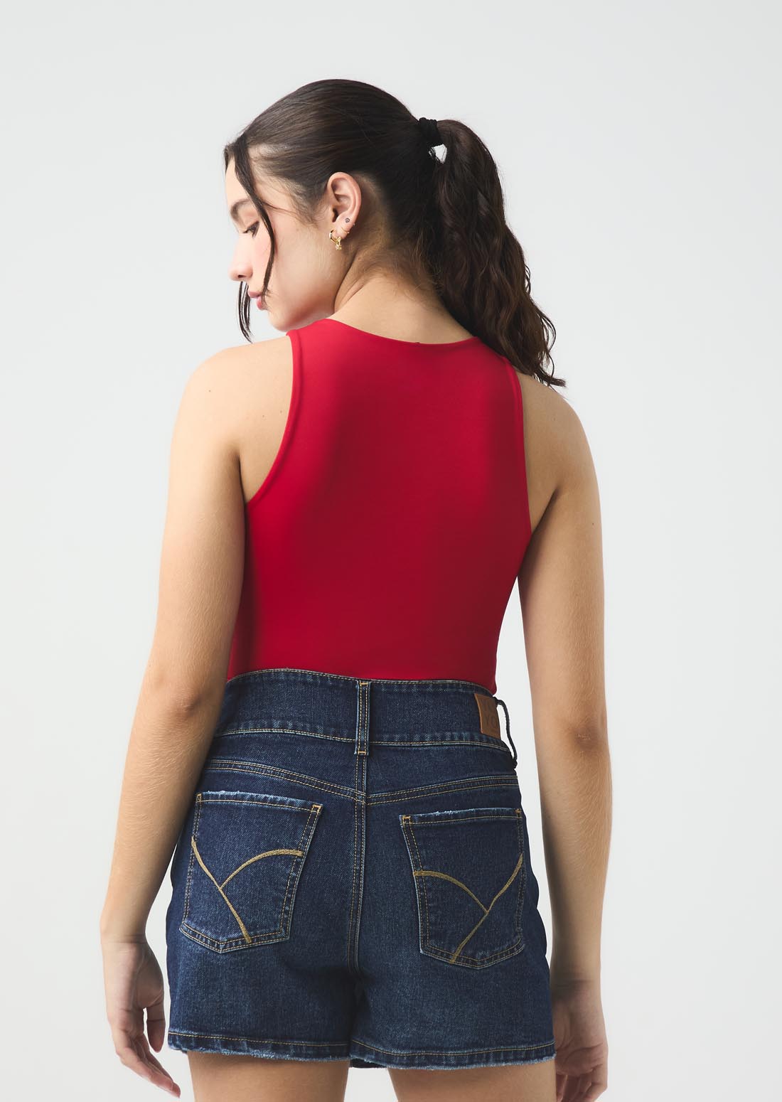 Body rojo fondo entero para jóvenes