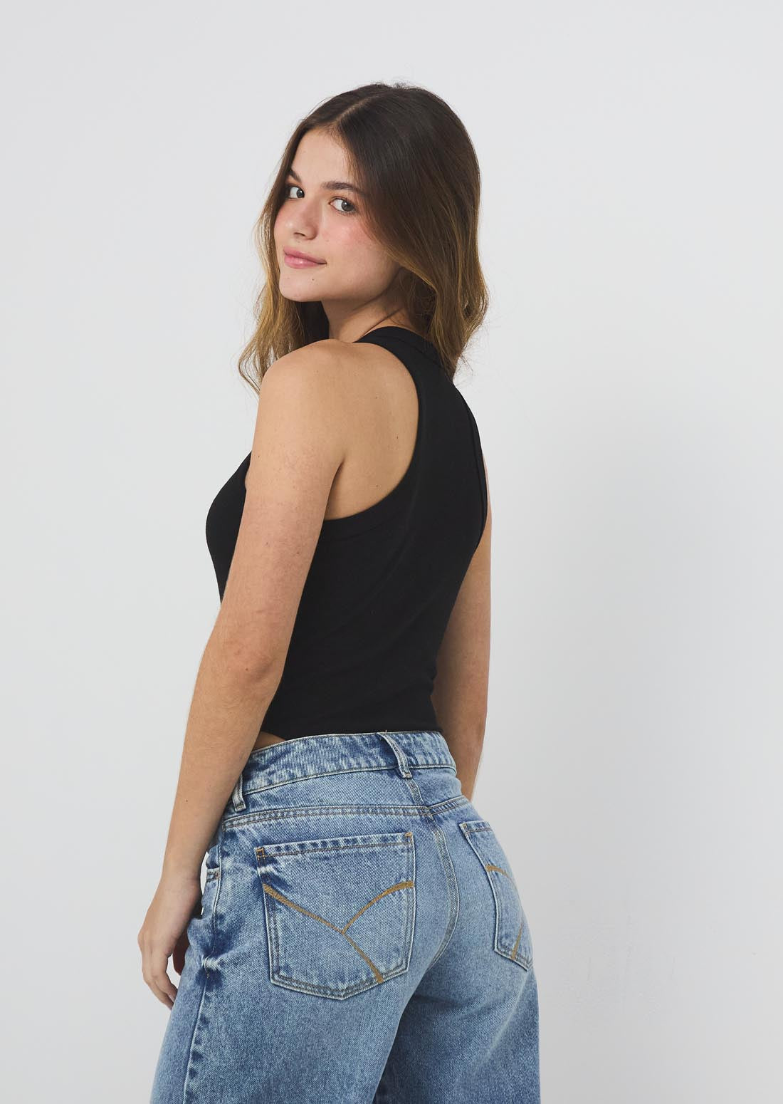 Body negro estampado para jóvenes