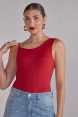 Body rojo con drapeado para mujer