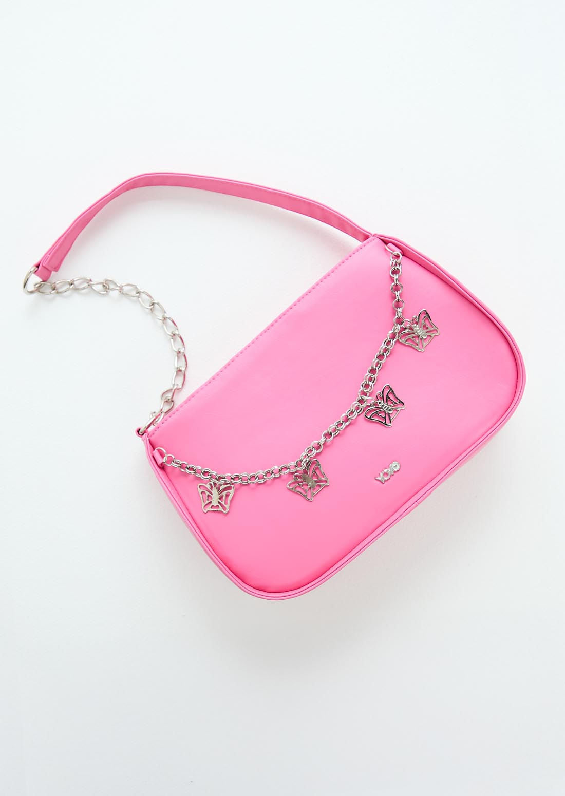 Bolso rosa con dijes