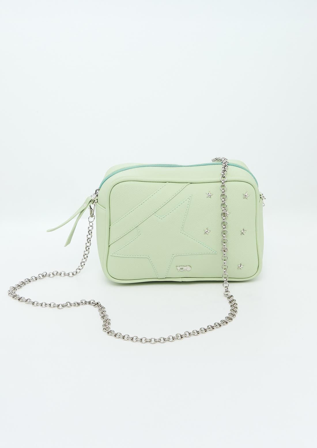 Bolso verde menta con taches de estrellas