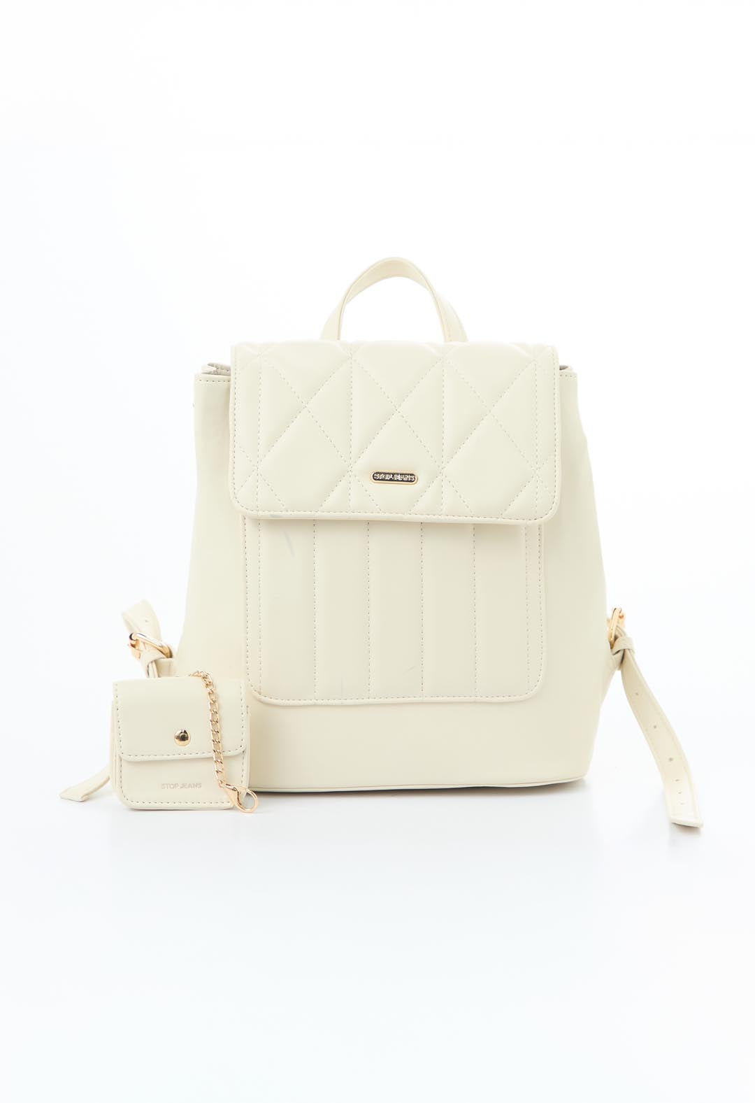 Bolso beige con tapa en frente