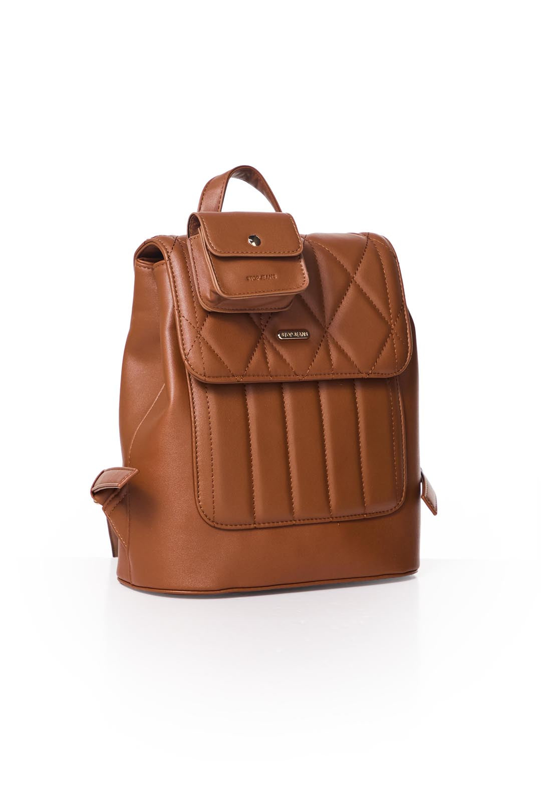 Bolso miel con tapa en frente