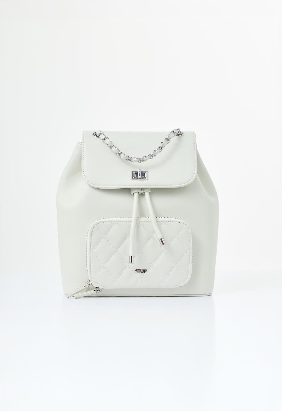 Morral pequeño marfil con cadena