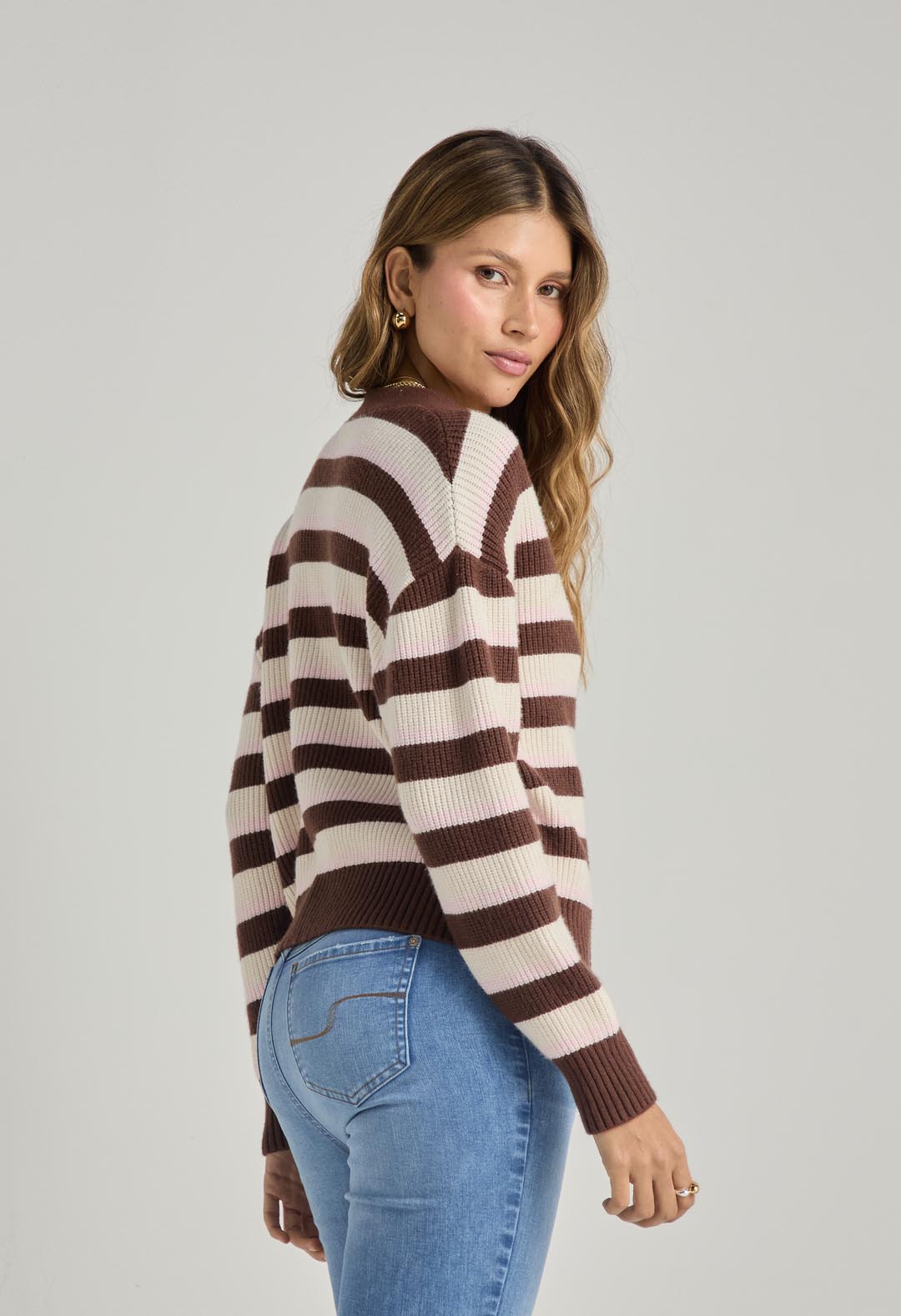 Cárdigan marfil tejido para mujer