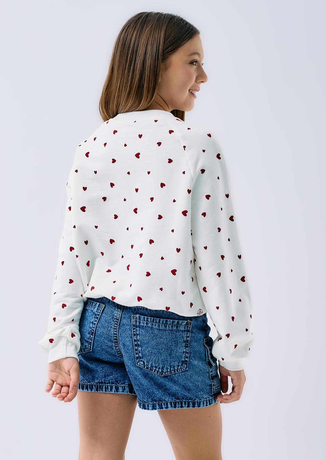 Buzo marfil estampado corazones para niñas
