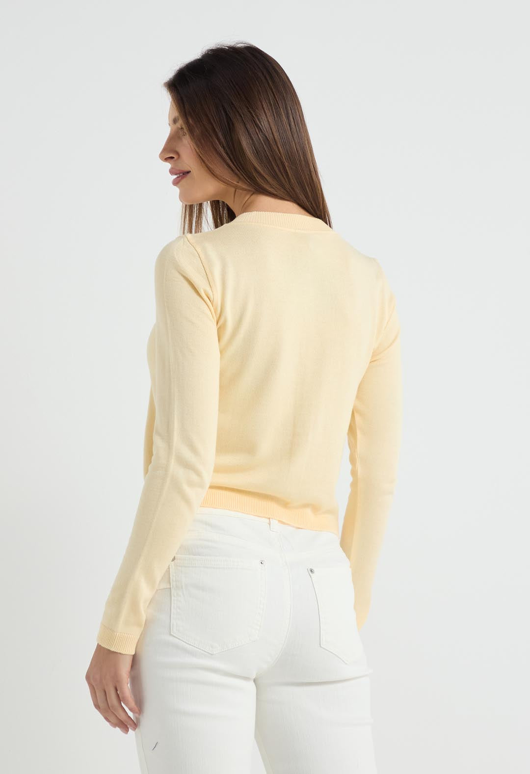 Buzo amarillo pastel tejido para mujeres