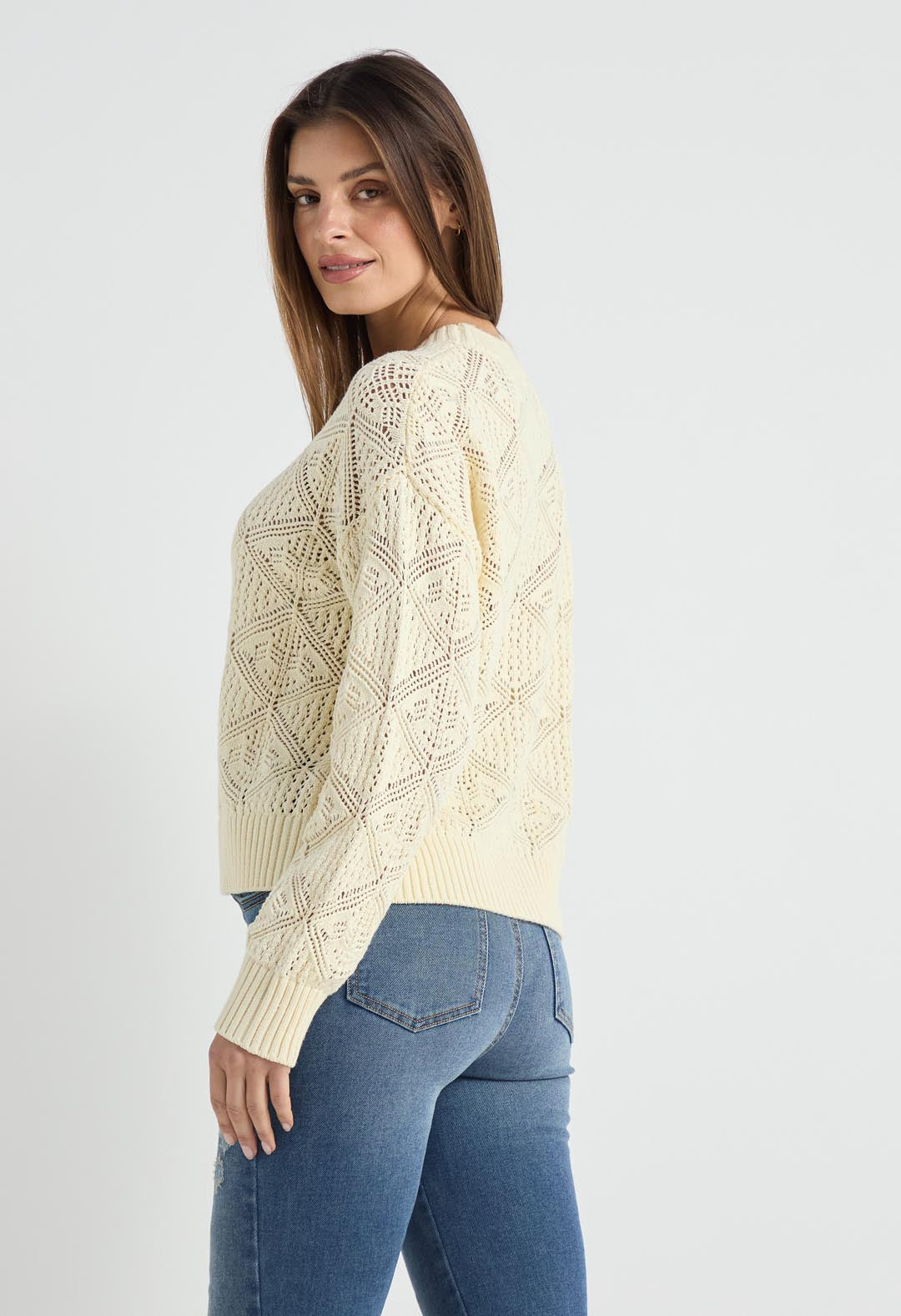 Buzo tejido amarillo claro para mujer