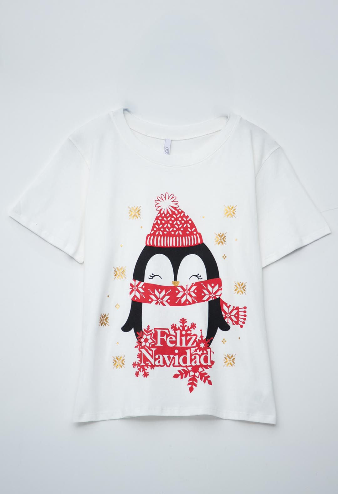 Camiseta marfil cuello en rib para mujeres