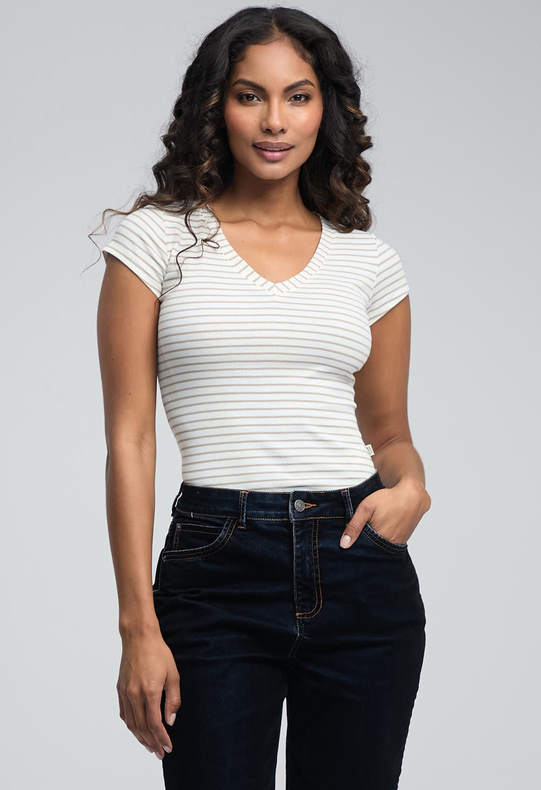 Camiseta a rayas arena1 para mujeres