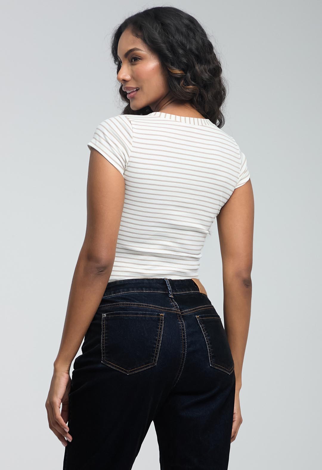 Camiseta a rayas arena1 para mujeres