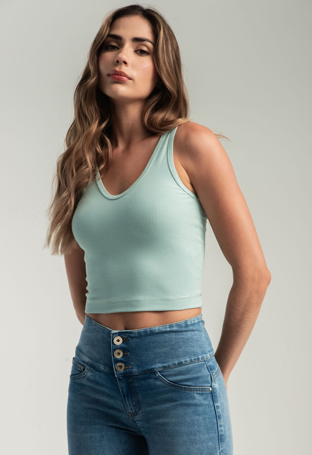 Camiseta eucalipto pespuntes en lurex para mujeres