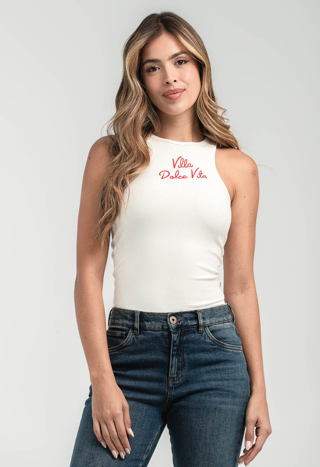 Camiseta marfil estampada para mujeres