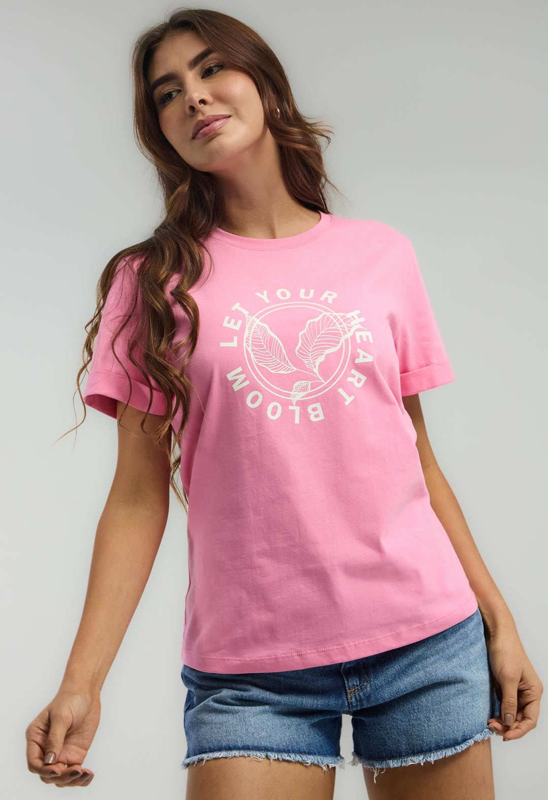 Camiseta rosa estampada para mujeres