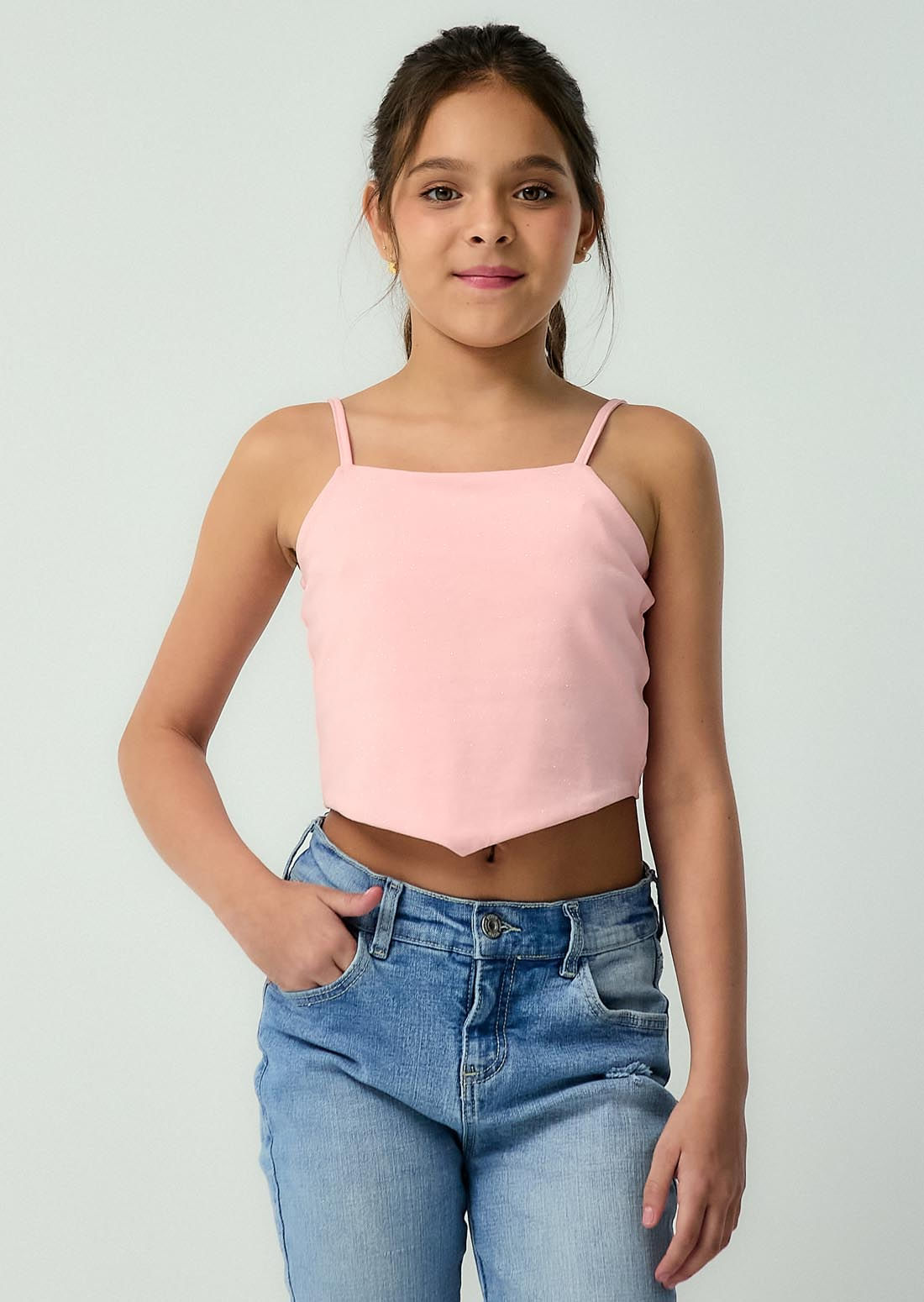 Camiseta palo de rosa tipo pañoleta para niñas