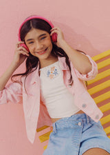 Camiseta marfil con estampado para niñas