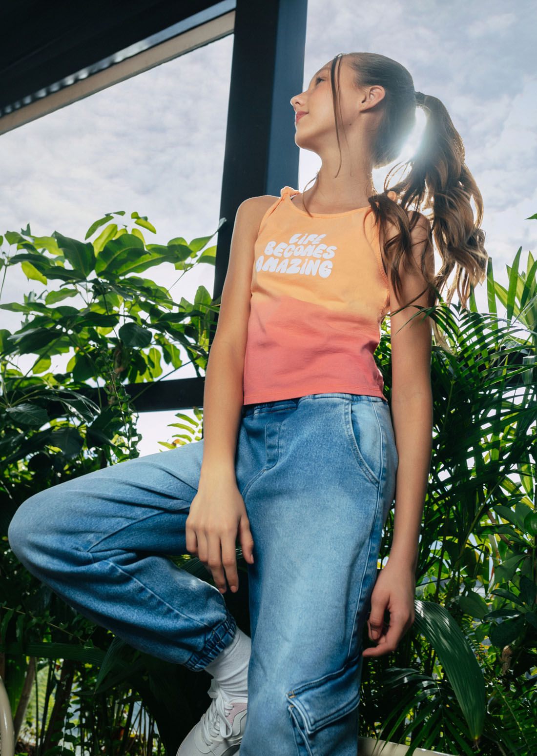 Camiseta magenta efecto degradado para niñas