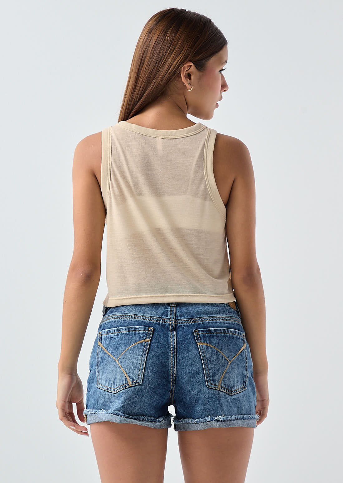Camiseta arena efecto malla para jóvenes