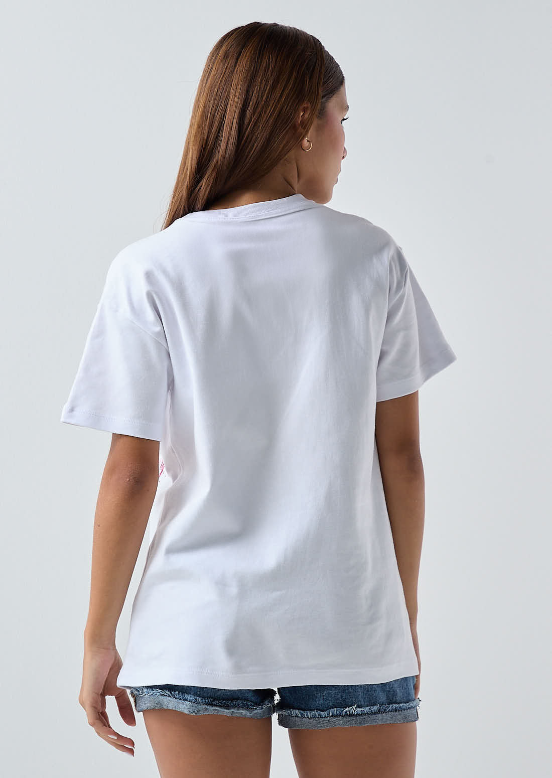 Camiseta oversize blanca estampada para adolescentes