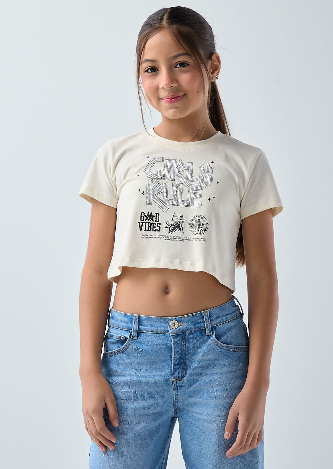 Camiseta marfil con taches niñas