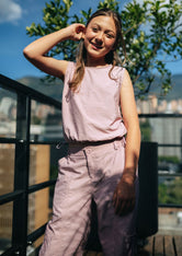 Blusa palo de rosa tipo parachute para jóvenes