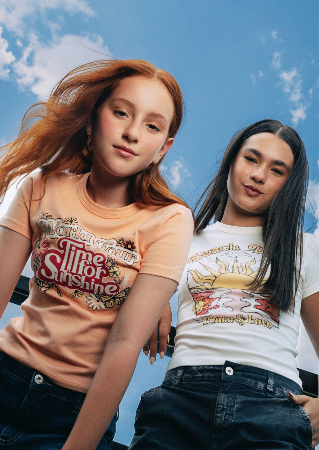 Camiseta naranja claro frente estampado para adolescentes