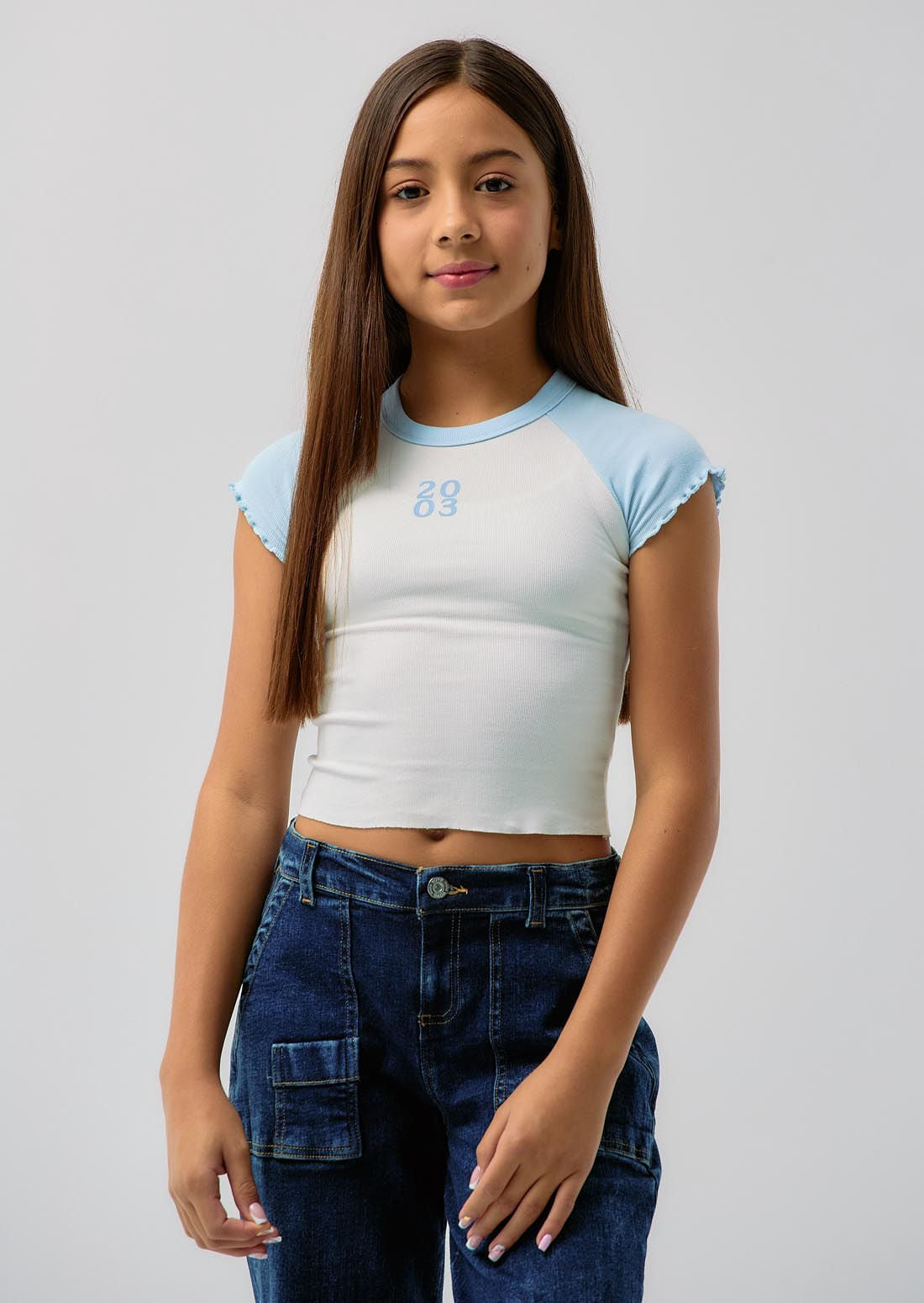 Camiseta marfil estampada para niñas