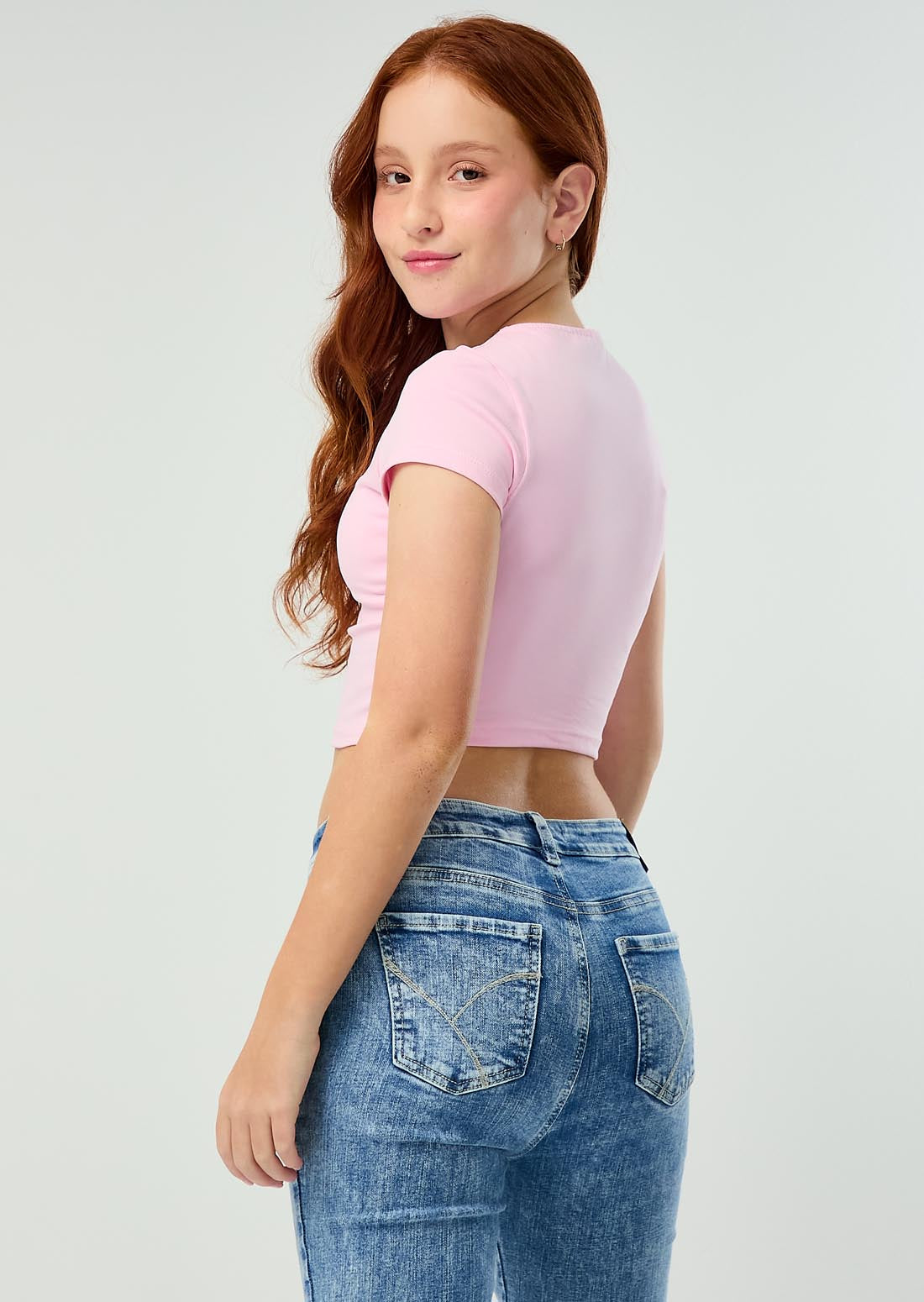 Camiseta rosa estampada para adolescentes