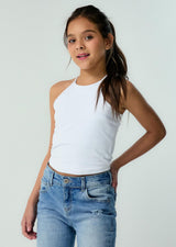 Camiseta blanca de tiras para niñas 