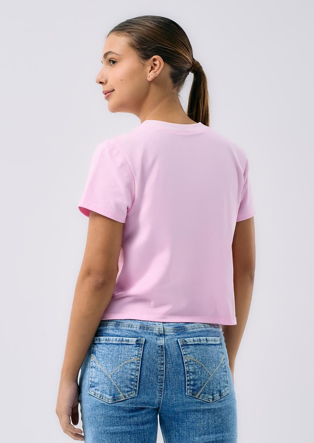 Camiseta rosa claro estampada para adolescentes