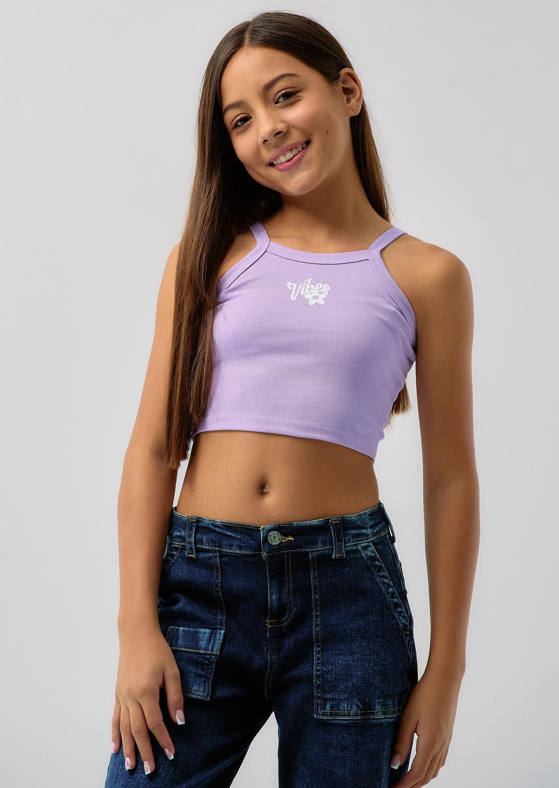 Camiseta lila claro estampada para niñas