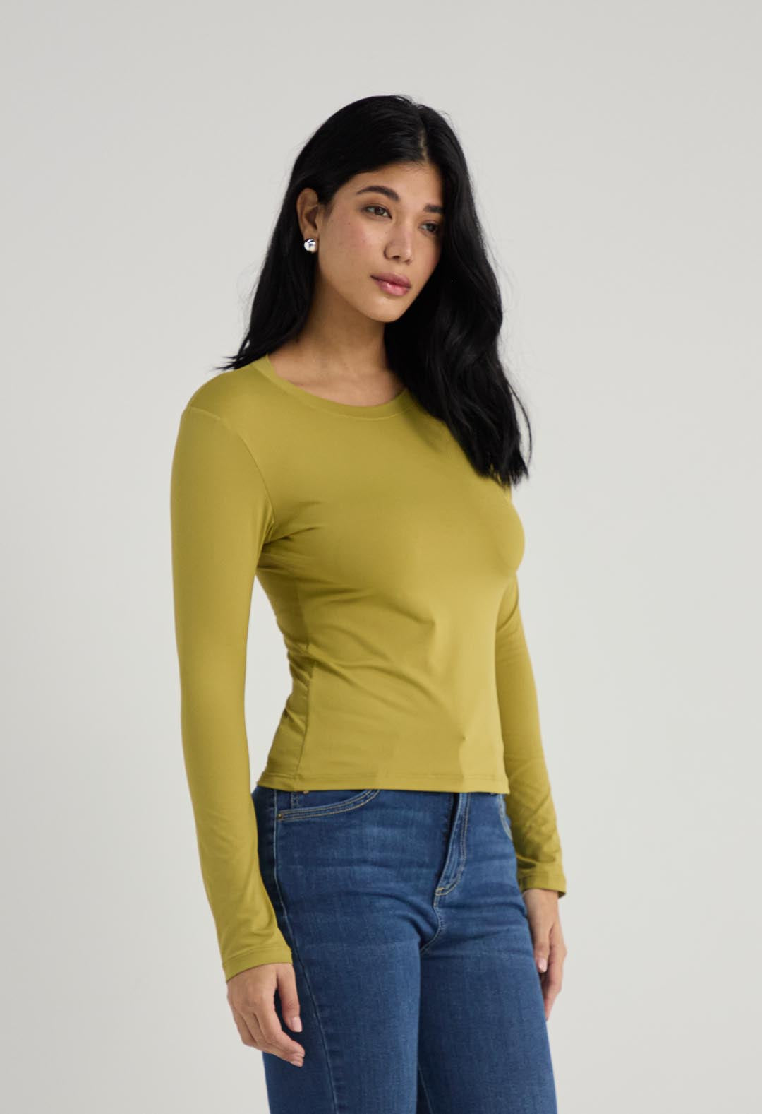 Camiseta pistacho con cuello redondo para mujer