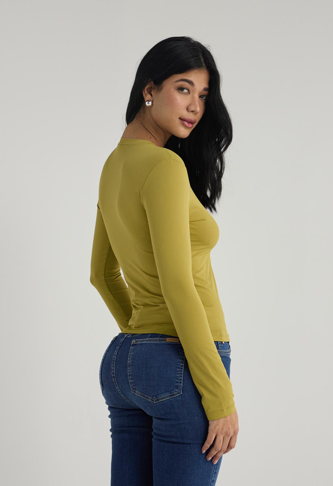 Camiseta pistacho con cuello redondo para mujer