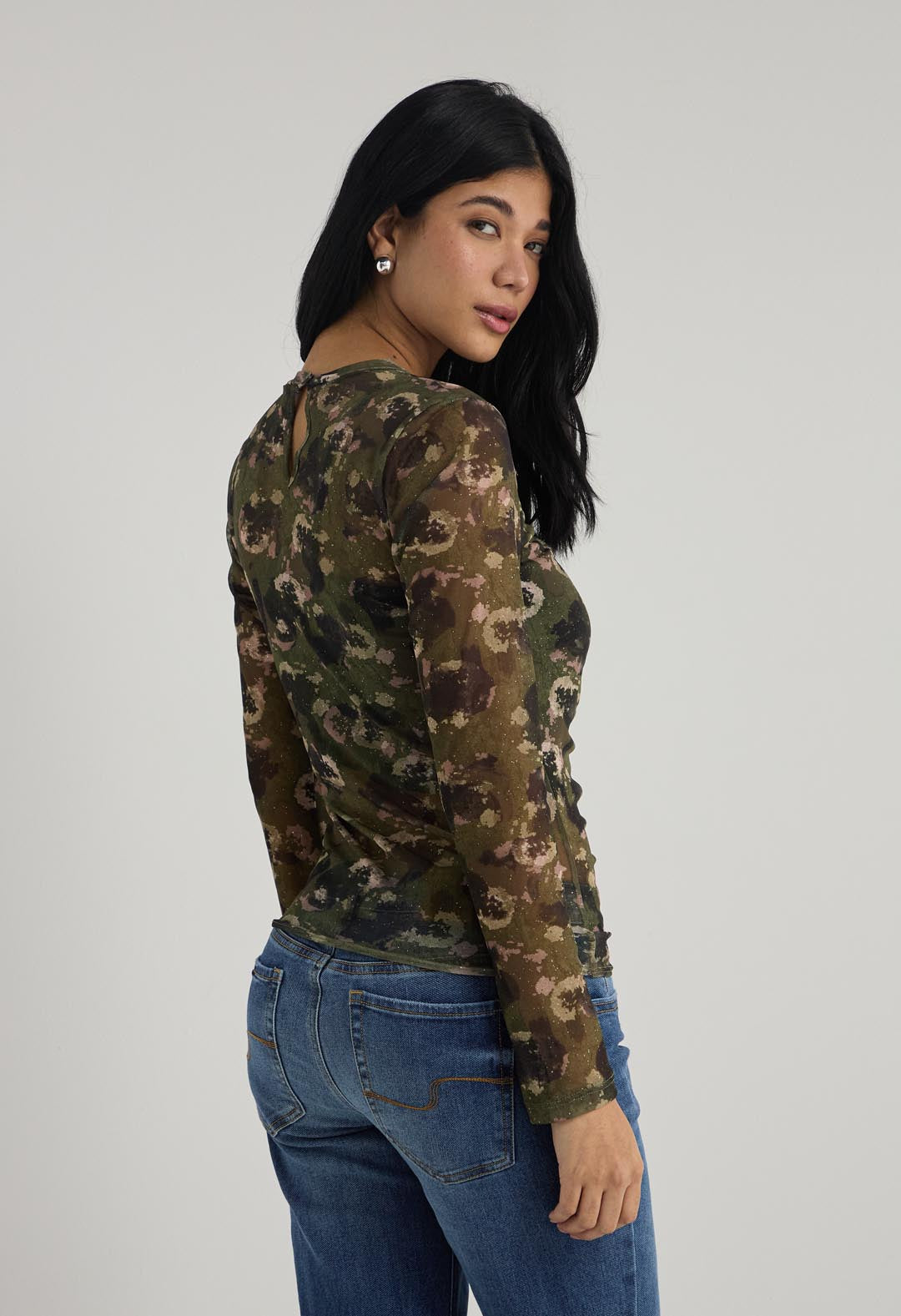 Camiseta verde en malla para mujer