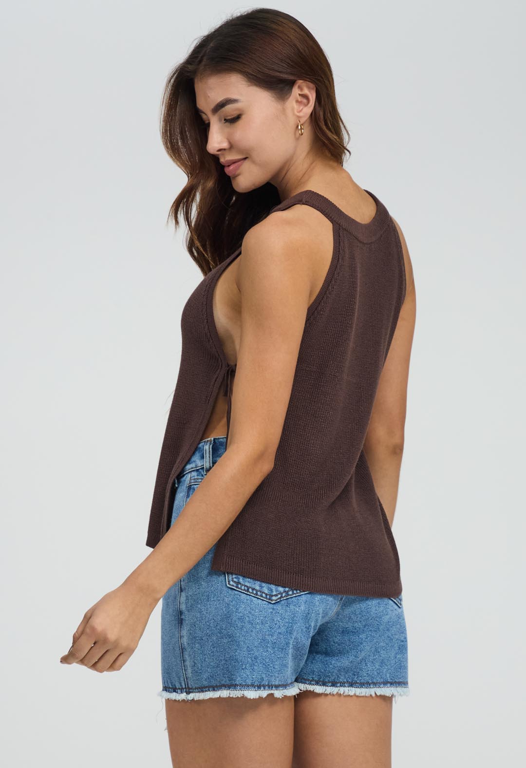 Camiseta chocolate tejida para mujeres