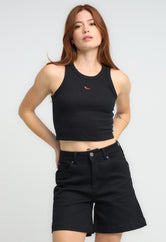 Camiseta negra tela galleta para mujeres