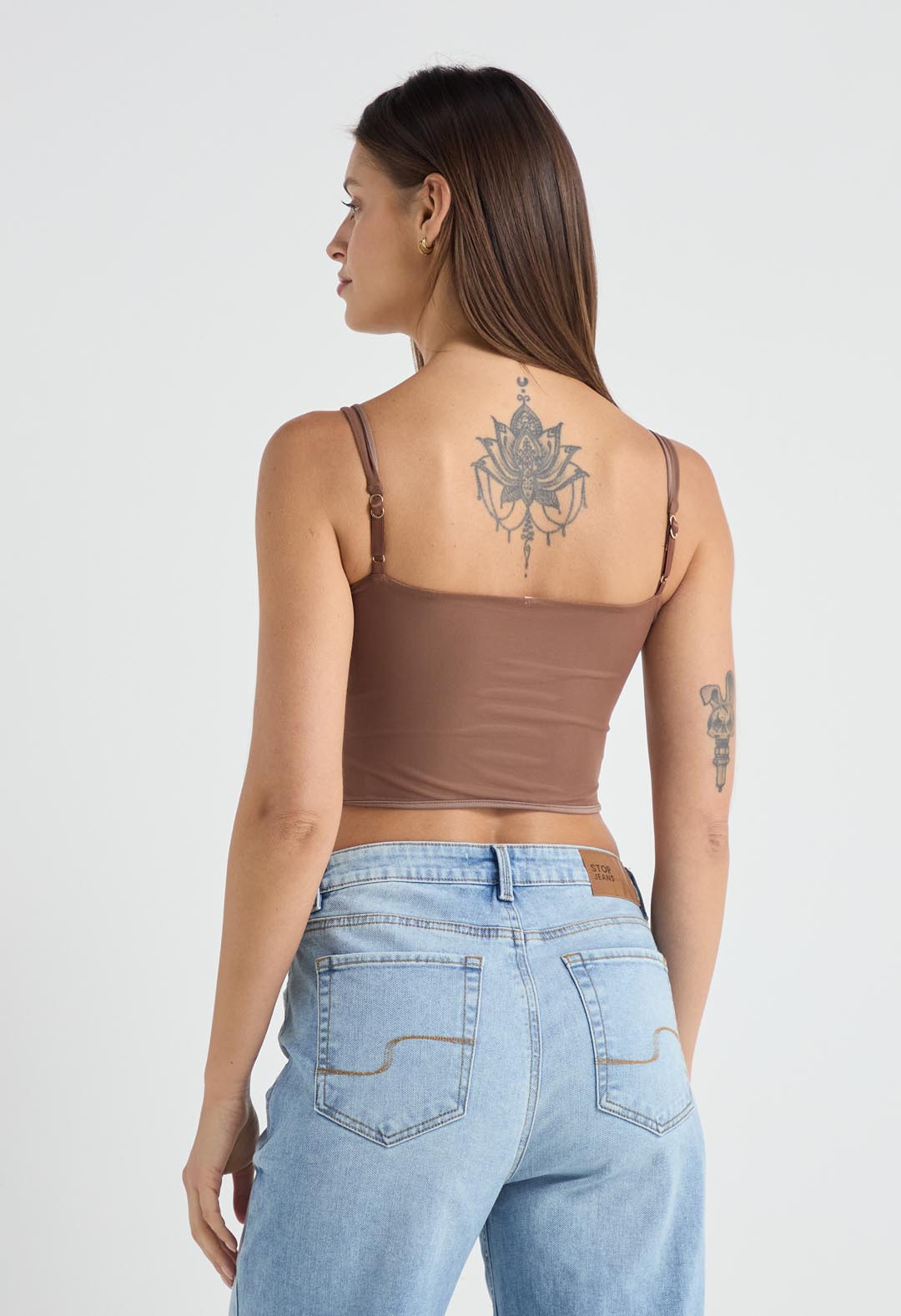 Camiseta chocolate tipo corsé para mujer