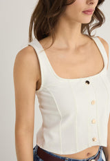 Camiseta marfil ajustada para mujer