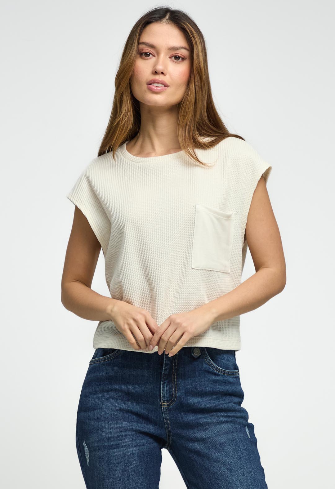 Camiseta arena tejida para mujeres