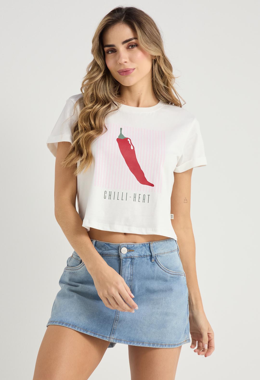 Camiseta marfil con estampado para mujeres