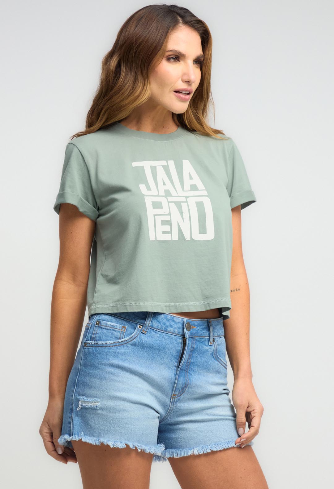 Camiseta verde oscuro con estampado para mujeres