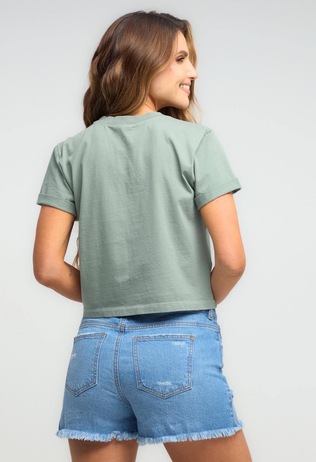 Camiseta verde oscuro con estampado para mujeres